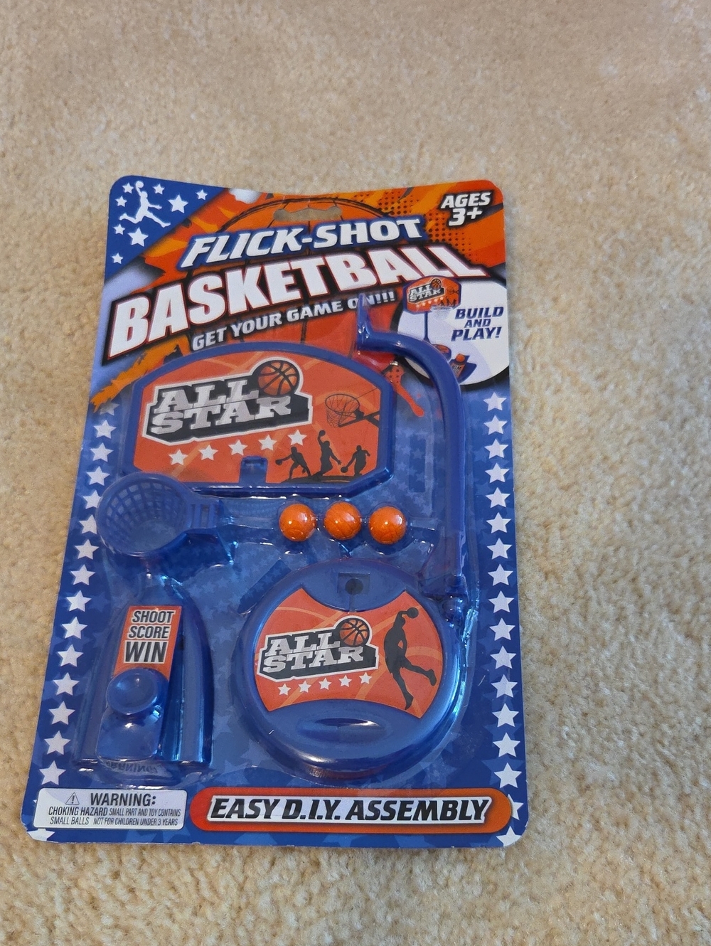 Flick-Shot Basketball All Star Mini Hoop Set - Blue & Orange